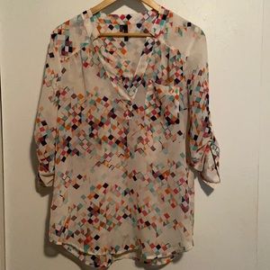 Maurices Sheer Tab Sleeve Pocket Blouse